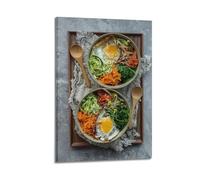 Korean Double Bibimbap (with Fried Eggs Vegetables) Food Poster Decorative Painting Canvas Wall Posters And Modern Family Bedroom Decor 08x12inch(20x30cm)