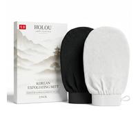 Korean Exfoliating Mitt 2 Pack - Dual Density Exfoliating Glove & Dead Skin Remover, 150D & 250D Body Exfoliator for Fake Tan Removal, Smooth Skin & Ingrown Hair - Holou