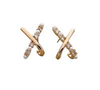 Korean Exquisite and Small Cross Pearl Earrings for Women Cute Unusual Stud Earring Fashion Jewelry Accessories Gift