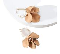 Korean Fashion Acrylic Rose Petals Flower Dangle Earrings For Women (Coffee Color)