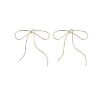 Korean Fashion Bowknot Drop Earrings For Women Gold Silver Color Tassels Ribbon Bow Ear Studs Pendant Wedding Jewelry Drop Earrings