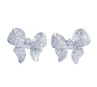 Korean Fashion Bowknot Earrings For Women Girl Sweet Cool Silver Color Zircon Crystal Bow Ear Studs Wedding Jewelry