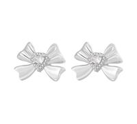 Korean Fashion Love Heart Bowknot Earrings For Women Exquisite Crystal Ear Studs Earring Wedding Party Jewelry Gift Gold Bowknot Earrings