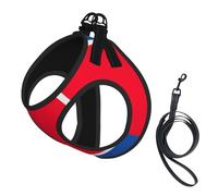 Korean flag print Dog Harness and Leash Set, Reflective Adjustable Puppy Vest for Small Medium Large Dogs, Cats