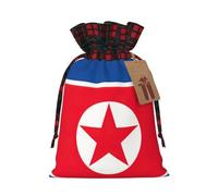 Korean Flag Print Plaid Burlap Bag With Drawstring Christmas Burlap Pouches For Birthday Party Favors Gift