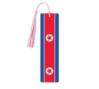Korean Flag Print Reading Page Markers Wooden Bookmarks, 5pcs Wood Bookmarks with Tassels, Gifts for Men Women