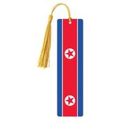 Korean Flag Print Reading Page Markers Wooden Bookmarks, 5pcs Wood Bookmarks with Tassels, Gifts for Men Women