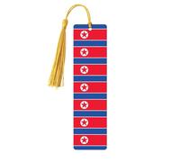 Korean Flag Print Wooden Bookmarks with Tassels, Wood Book Markers for Book Lovers, Teachers & Present