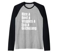 Korean Food Bibimbap Ingredient List Funny Recipe Raglan Baseball Tee