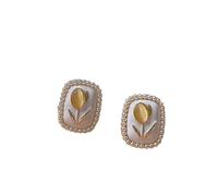 Korean French luxury high-end tulip earrings for women, square pearl temperament
