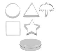 Korean Game Sugar Candy Cookies Making Tools Stainless Steel Cookie Cutters with Umbrella Triangle Star Round Square Sugar Game Kit for Halloween Christmas Party (Silver, 6 Pcs)