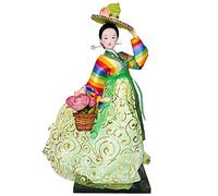 Korean Geisha Figurine 12" Free Standing Hanbok Dolls Miniature Lady Figures Multicolor and Green Type 9