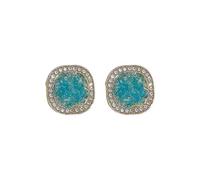 Korean geometric inlaid, style broken retro French earrings, square luxury for women.