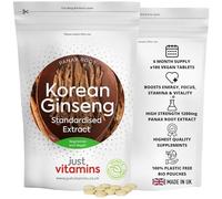 Korean Ginseng 1200mg | High Strength Panax Root Extract | 180 Vegan Tablets | Boosts Energy, Focus, Stamina & Vitality | Natural Adaptogen for Mental & Physical Performance | UK Made - Just Vitamins