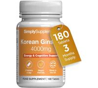 Korean Ginseng 4000mg | with Vitamin B6 & Zinc | 180 Tablets | 3 Months