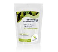 Korean Ginseng High Strength 62.5mg Extract Veg Tablets Equivalent to Korean Ginseng 3125mg Raw Herb 15% Ginsenosides Sample Pack x7 Pills