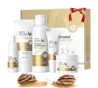 Korean Glass Skin Set,Korean Skincare,5-Step Korea Snail Mucin Skincare Set with Hyaluronic Acid ：Hydrating Cleanser, Toner, Serum, Eye Cream, Moisturiser,Anti-Aging Face Care Kit for Women