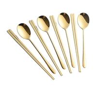 Korean Gold Chopsticks and Spoon Set, 8 Pieces 304 Stainless Steel