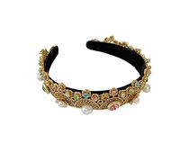 Korean Golden Lace Natural Pearl Baroque Headband Retro French Palace Pressure Hair Super Fairy
