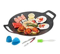 Korean Grill Pan | Korean Grill Pan with Non-Stick Coating - Kitchen Tools with Glove Brushes Tongs | For Steak Seafood, Vegetables and Ribs