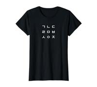 Korean Hangul Alphabet Pattern Value Graphic T-Shirt, Women, Black, XL