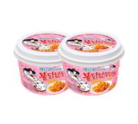Korean Hot Chicken Flavour Carbonara Wide Flat Noodles 164.5g - Spicy Instant Noodle Bowl Quick Meal (Pack of 2)