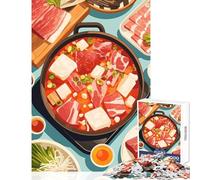 Korean Hot Pot Feast Illustration Jigsaw for Adults1000 Pieces Strengthen Mind Clarity And Sharpness Calm Serene Leisure Activity (38x52cm)