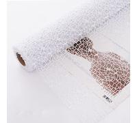 Korean Jacquard Net Mesh Openwork Floral Wrapping Paper 1 Roll Florist Supplies Flower Bouquet Wrapping Paper Floral Supplies for Fresh Flowers, 50cm x 5 Yard (White)