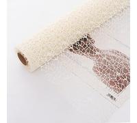 Korean Jacquard Net Mesh Openwork Floral Wrapping Paper 1 Roll Florist Supplies Flower Bouquet Wrapping Paper Floral Supplies for Fresh Flowers, 50cm x 5 Yard (Milk White)