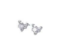 Korean Jewelry S925 Sterling Silver Earrings Female Creative Solitaire Diamond Zircon Twelve Constellation Earrings Taurus, Silver 925, LJBLEUSK