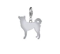 Korean Jindo Dog Silhouette Silver Charm