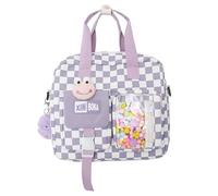 Korean Kawaii Checkerboard Backpack Preppy Stuff Aesthetic School Bag Large Capacity Multifunction Cutecore Bookbag, Purple
