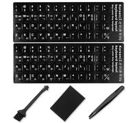 Korean Keyboard Stickers[5 in 1], Matte Vinyl Keyboard Sticker with White Letters Non-Transparent for PC Computer Laptop Notebook Desktop Keyboards