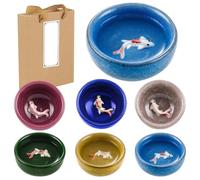 Korean Koi Fish Porcelain Shot Glasses, Set Of 6, Ice Crackle Design, Ceramic Cups For Tea, And Sauces - Ideal For Home & Dining Use
