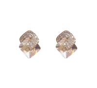 Korean large quality square earrings crystal simple small group of high sense of exaggerated