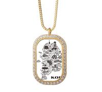 Korean Map Seoul and Busan Necklace Pendant Diamond Crystal Golden Jewelry