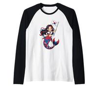 Korean Mermaid K-Pop Princess - Cute Korea Flag Souvenir Raglan Baseball Tee
