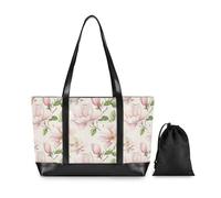 Korean Mountain Magnolia Beauty Summer Flowers Waterproof Bag With Laptop with Zipper Tote Bags for Work for Travel Essentials Beach Gifts Birthday Gifts for Women with Diaper bolsa para