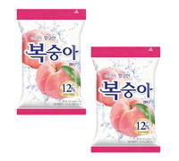Korean Peach Candy - Chewy Soft Sweets with Real Fruit Juice, Vegetarian, Individually Wrapped, 2-Pack Bundle (306g Total)