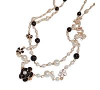 Korean Pearl Necklace - 81 cm Extra Long Jewellery Chain, Sweater Accessory Elegant and Unique Necklace | Party Gift for Women and Girls Elegant with Embossed Pendant in Layered Aut, riferimento