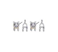 Korean Personality Earrings in Sterling Silver 925 Cute Creative Earrings in the Shape of a Kitten in Three Dimensions Platinum, Silver 925, LJBLEUSK