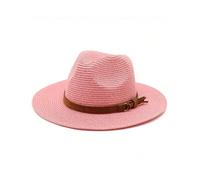 (Korean pink, 56-58CM) New Big Size 59-60CM Panama Hat Summer Sun Hats for Women Man Outdoor Beach Straw UV Protection Cap Chapeau Jazz Trilby Cap