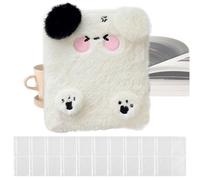 Korean Plush Photocard Binder | 4 Pockets A6 Card Protector Cute Plush Cartoon Patterned Card Protector - Book Sleeves for Korean Photocard Fans - Teen - Family - Friends - F