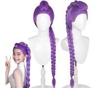Korean Pop Rumi Wig - Anime Cosplay Costume Wig for Children and Adults, Purple Braids, Demon Hunter Carnival & Halloween Fancy Dress, K-Pop Idol Style Hairpiece (100 cm)