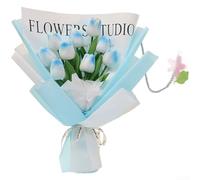 Korean PU Tulip Bouquet Featuring Coordinated Stem Wrapping And Uniform Orientation, Designed For Cohesive Visual Flow(Blue)