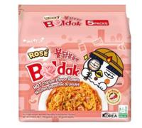 Korean Ramen 5 Pack Stir-Fried Noodles | Halal Certified Instant Ramen | Quick Snack Meal for Home, Camping, Students & Ramen Challenge Nights (Rose Hot Chicken)