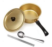 Korean Ramen Cooking Pot, AHIER Korean Ramen Noodle Pot With Lid, Spoon and Chopsticks (1pair), Fast Heating for Kitchen Cookware (Single Handle)