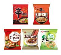 Korean Ramen Noodle Variety Pack - 5 Packs, 5 Assorted Top-Selling Flavours - Instant Spicy & Savory Noodle Mix