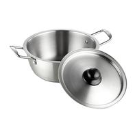 Korean Ramen Pot Noodle Bowl Stainless Steel Saucepan with Lid and Double Handle - Multipurpose Sauce Pan Soup Cooker Pasta Pot Fast Heating for Kitchen Cookware, 4 Sizes/Silver/24Cm
