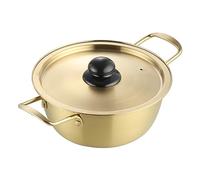 Korean Ramen Pot Noodle Bowl Stainless Steel Saucepan with Lid and Double Handle - Multipurpose Sauce Pan Soup Cooker Pasta Pot Fast Heating for Kitchen Cookware, 4 Sizes/Gold/22Cm